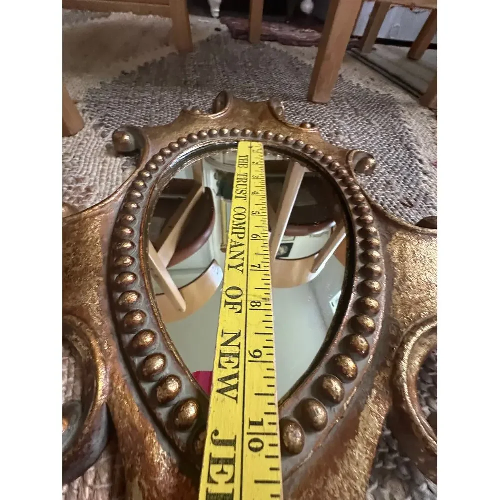 Vintage Wall Mirror Hollywood Regency Style Gold Ornate baroque 18x14”